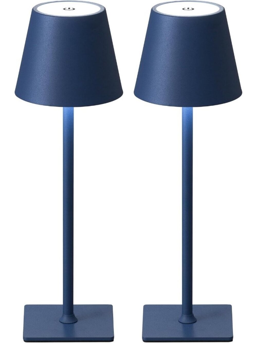 2 Pack Rechargeable Cordless Blue LED Table Lamps - Portable Desk Lighting